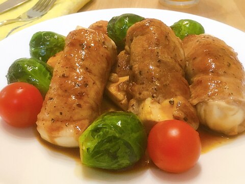 ヘルシーレシピ★芽キャベツと肉巻き豆腐♡